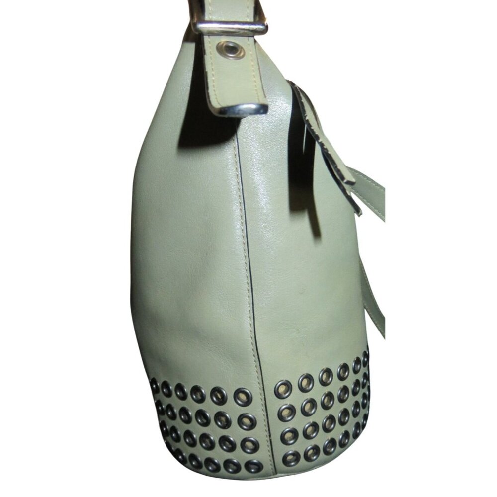 COACH 2014 Bleecker Gun Metal Grommets Hardware in Sage Green Leather Duffel Bag - Picture 4 of 12